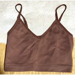Abercrombie & Fitch Women's Brown Ribbed Crop-top tank size‎ XS